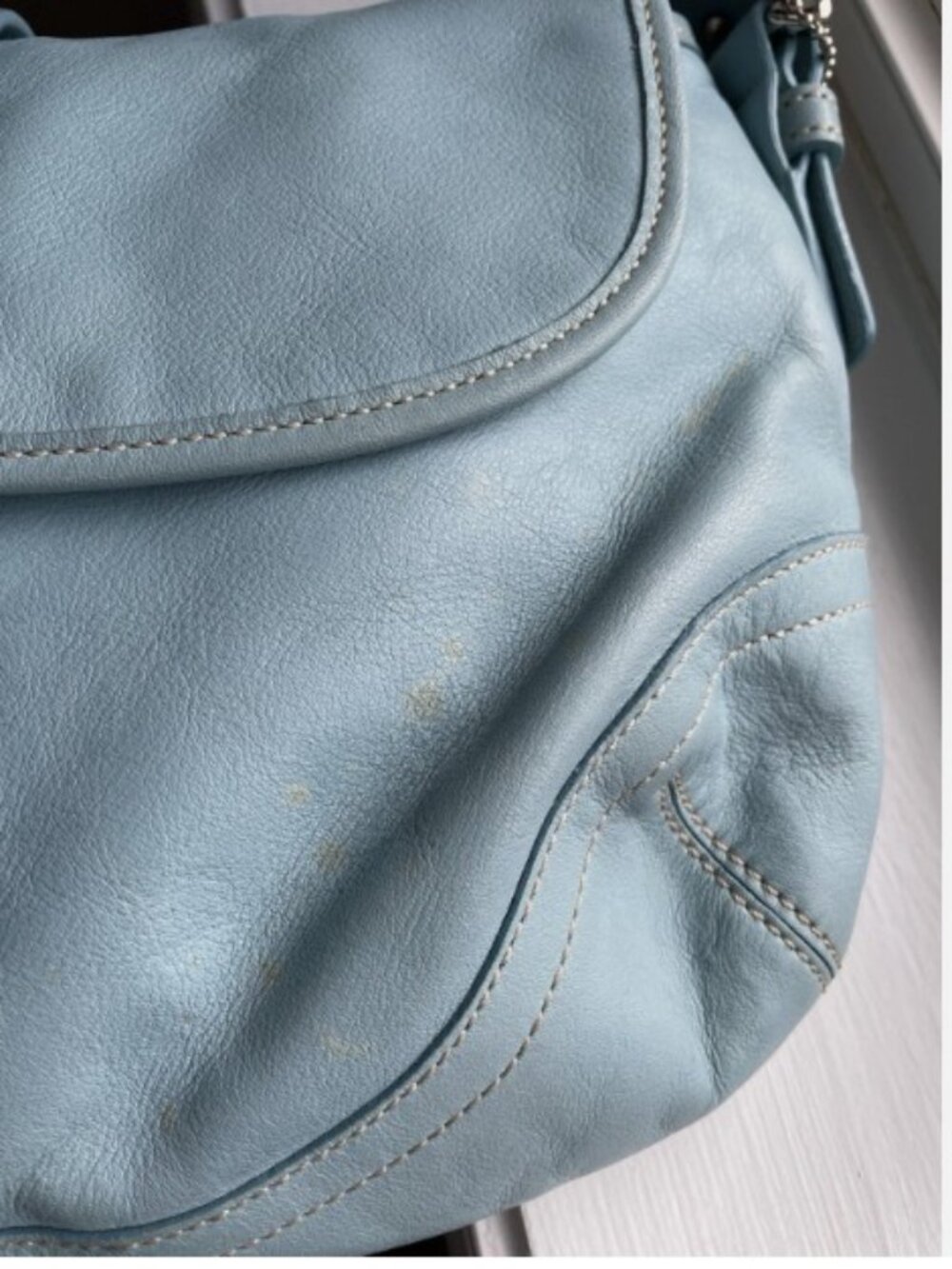 Coach M050-9248 Soho Y2K Perfect Blue Leather CC Canvas Lining Shoulder Bag RARE - Picture 9 of 11